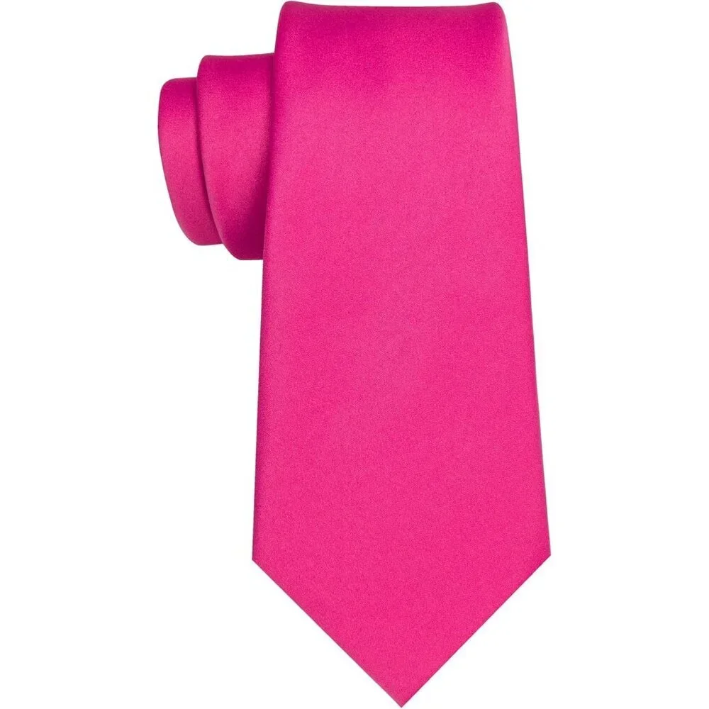 Men's Hot Pink Solid Pure Color Imported Polyester Formal Neck Ties